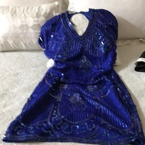 Evening sequined dress. Royal blue